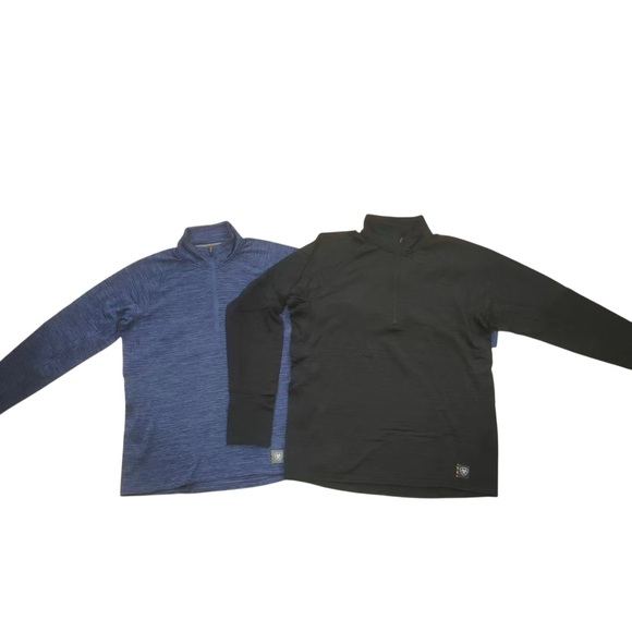 Ariat Rebar Gridwork Baselayer 1/4 Zip T-Shirt GLACIER BLUE - Picture 6 of 7